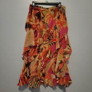 Y2K Fairycore Boho Tiered Ruffle Maxi Skirt 18W Earth Tones Signature Robbie Bee